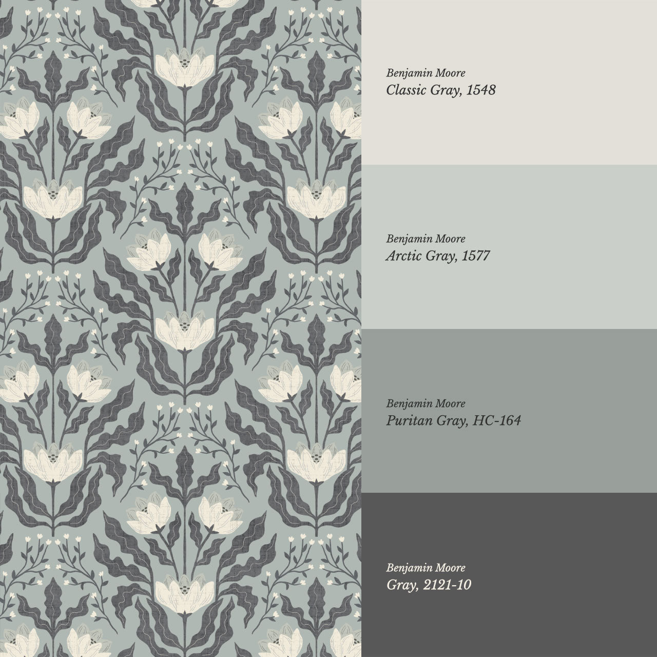 Berty Modern Victorian Blooms Dove Wallpaper