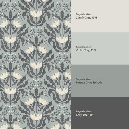Berty Modern Victorian Blooms Dove Wallpaper