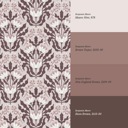 Berty Modern Victorian Blooms Mauve Wallpaper