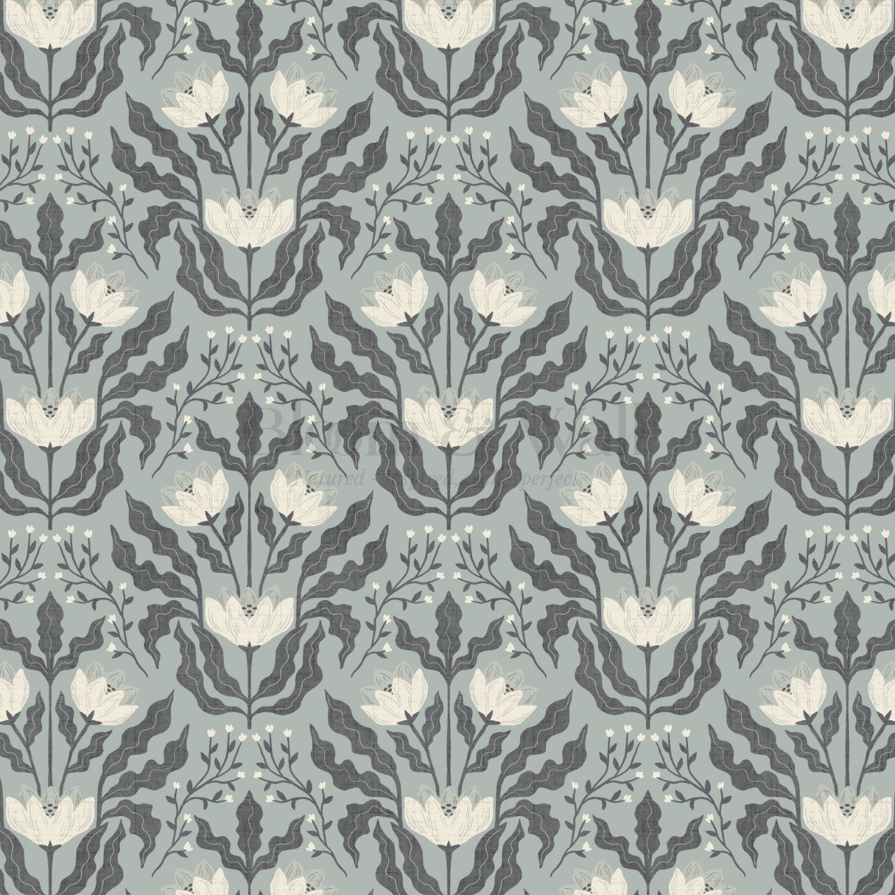 Berty Modern Victorian Blooms Dove Wallpaper