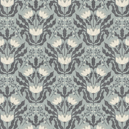 Berty Modern Victorian Blooms Dove Wallpaper
