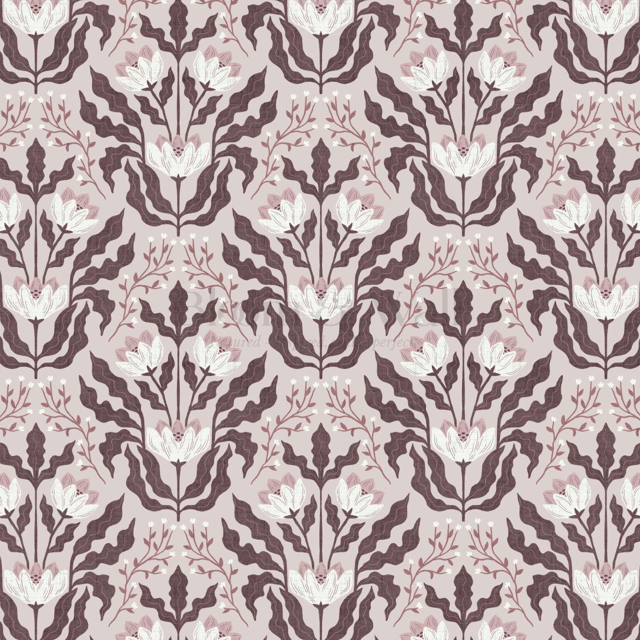 Berty Modern Victorian Blooms Mauve Wallpaper