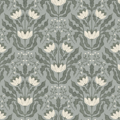 Berty Modern Victorian Blooms Sage Wallpaper
