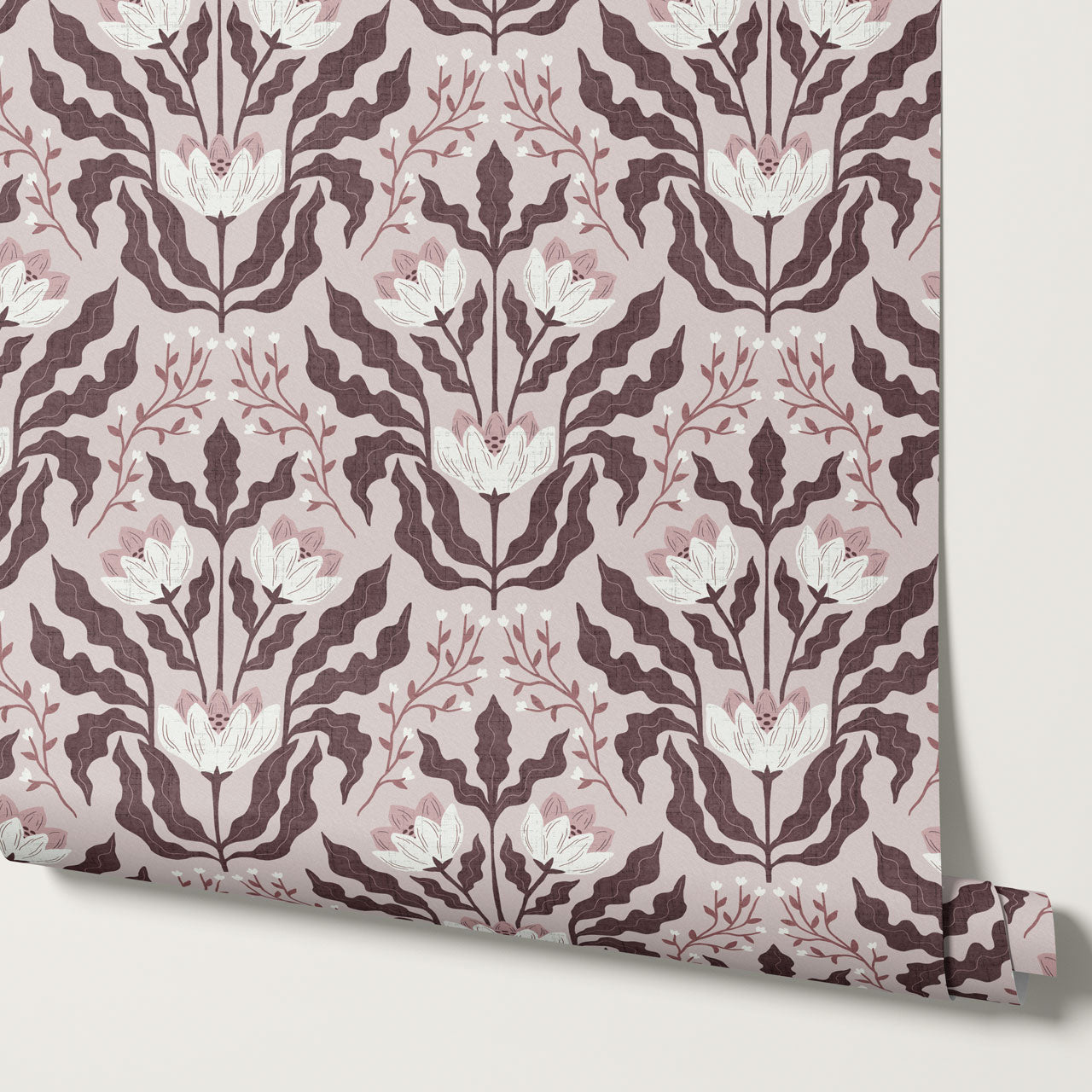 Berty Modern Victorian Blooms Mauve Wallpaper