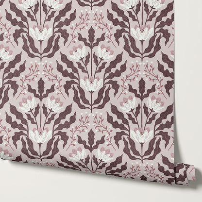 Berty Modern Victorian Blooms Mauve Wallpaper