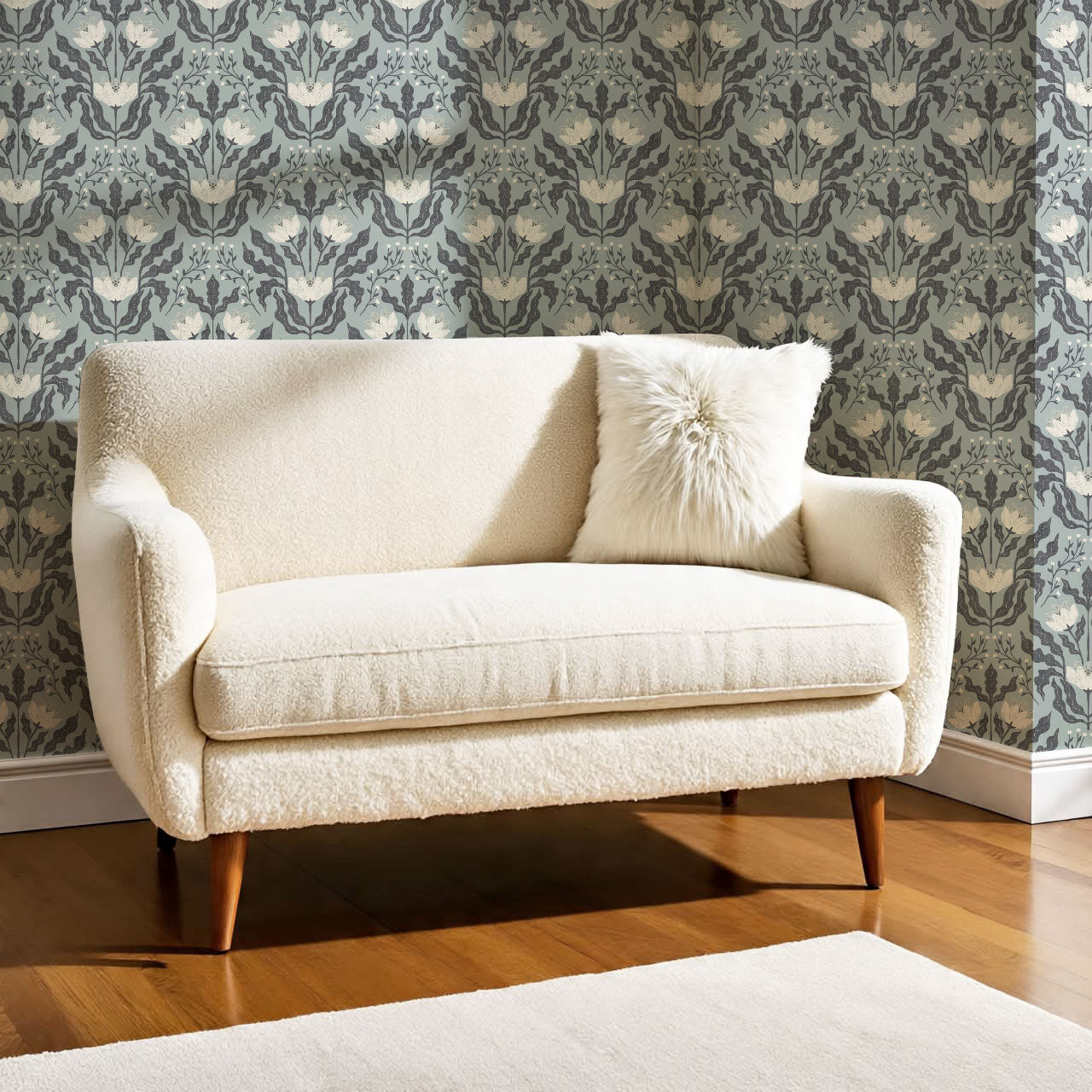 Berty Modern Victorian Blooms Dove Wallpaper