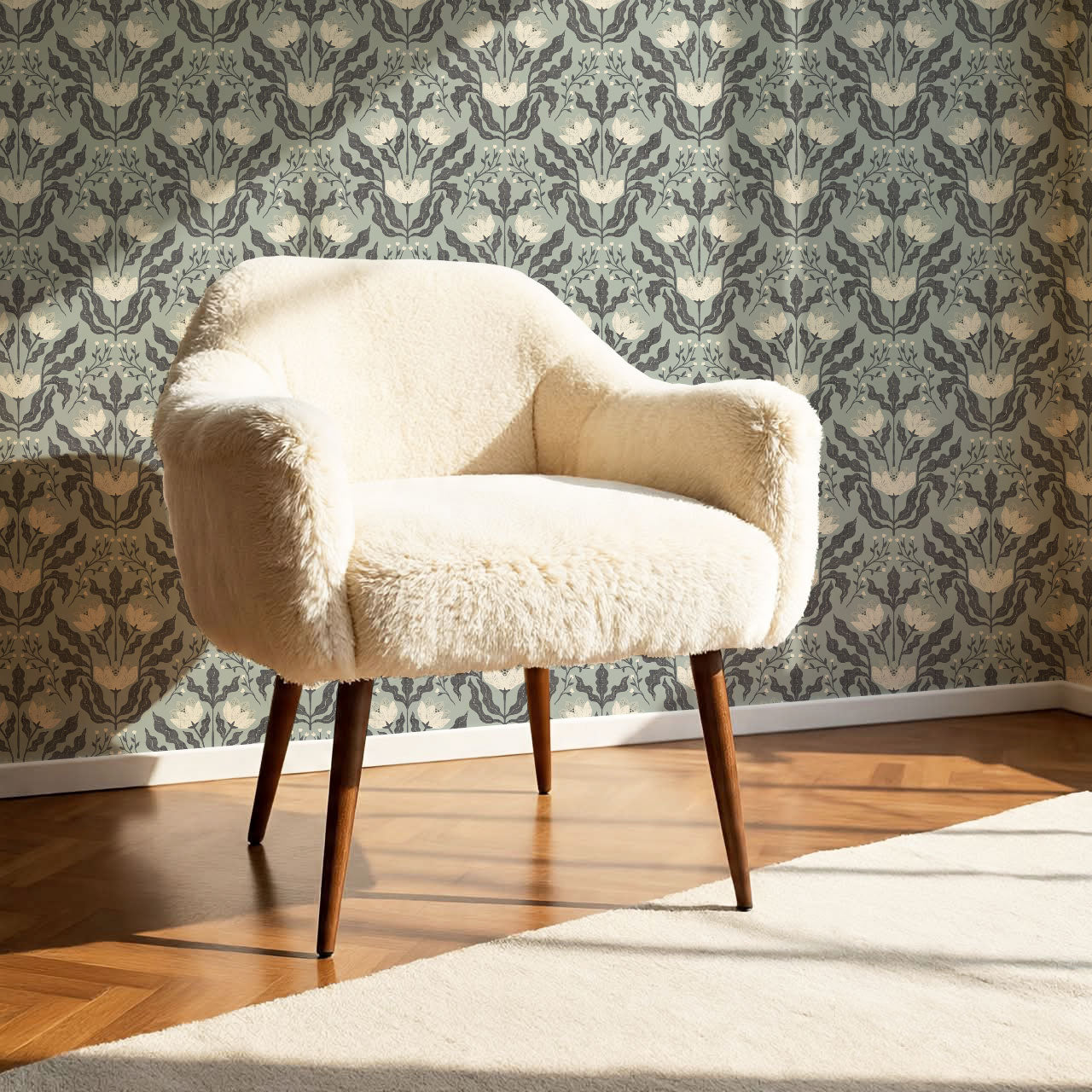 Berty Modern Victorian Blooms Dove Wallpaper