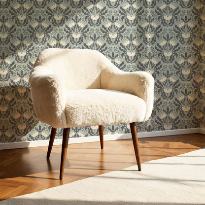Berty Modern Victorian Blooms Dove Wallpaper