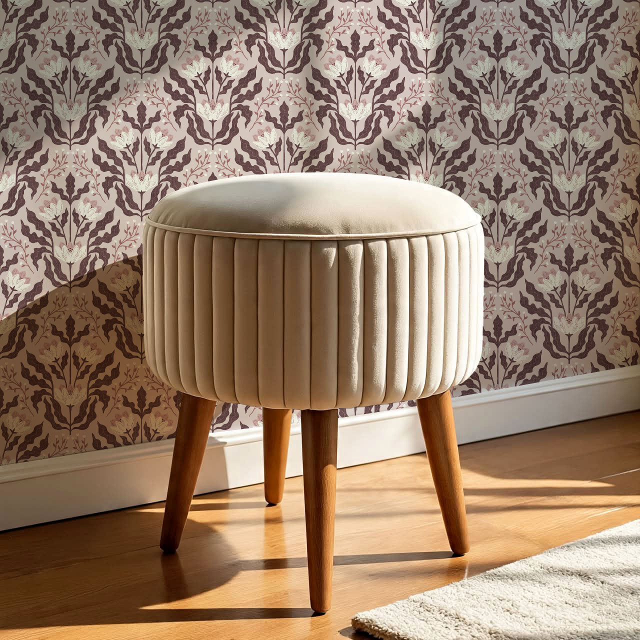 Berty Modern Victorian Blooms Mauve Wallpaper