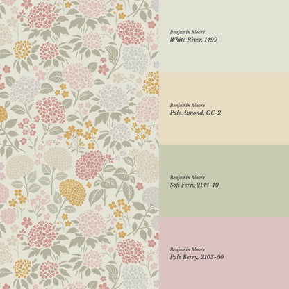 Bianca Hydrangea Garden Bisque Honey Pink Wallpaper