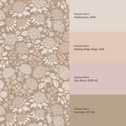 Bianca Hydrangea Garden Brown Beige Wallpaper