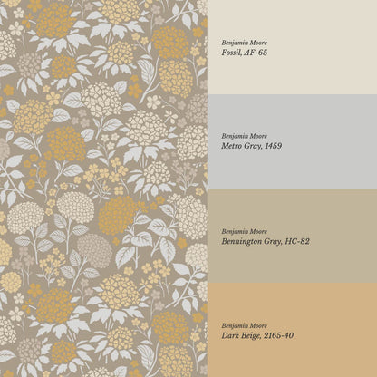 Bianca Hydrangea Garden Brown Gray Wallpaper
