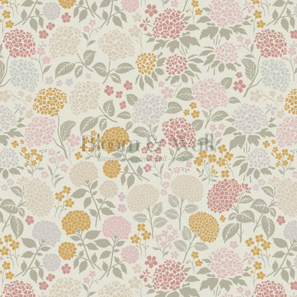 Bianca Hydrangea Garden Bisque Honey Pink Wallpaper