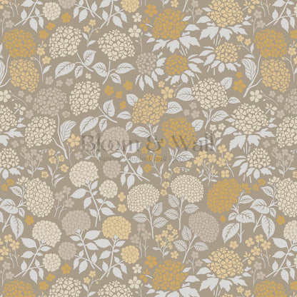 Bianca Hydrangea Garden Brown Gray Wallpaper