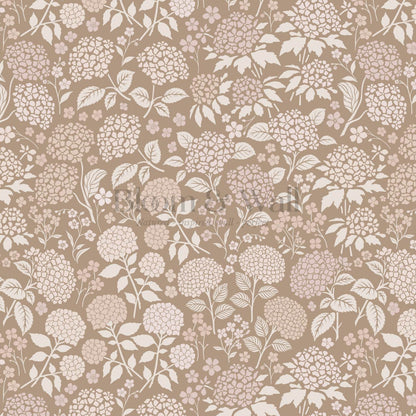 Bianca Hydrangea Garden Brown Beige Wallpaper