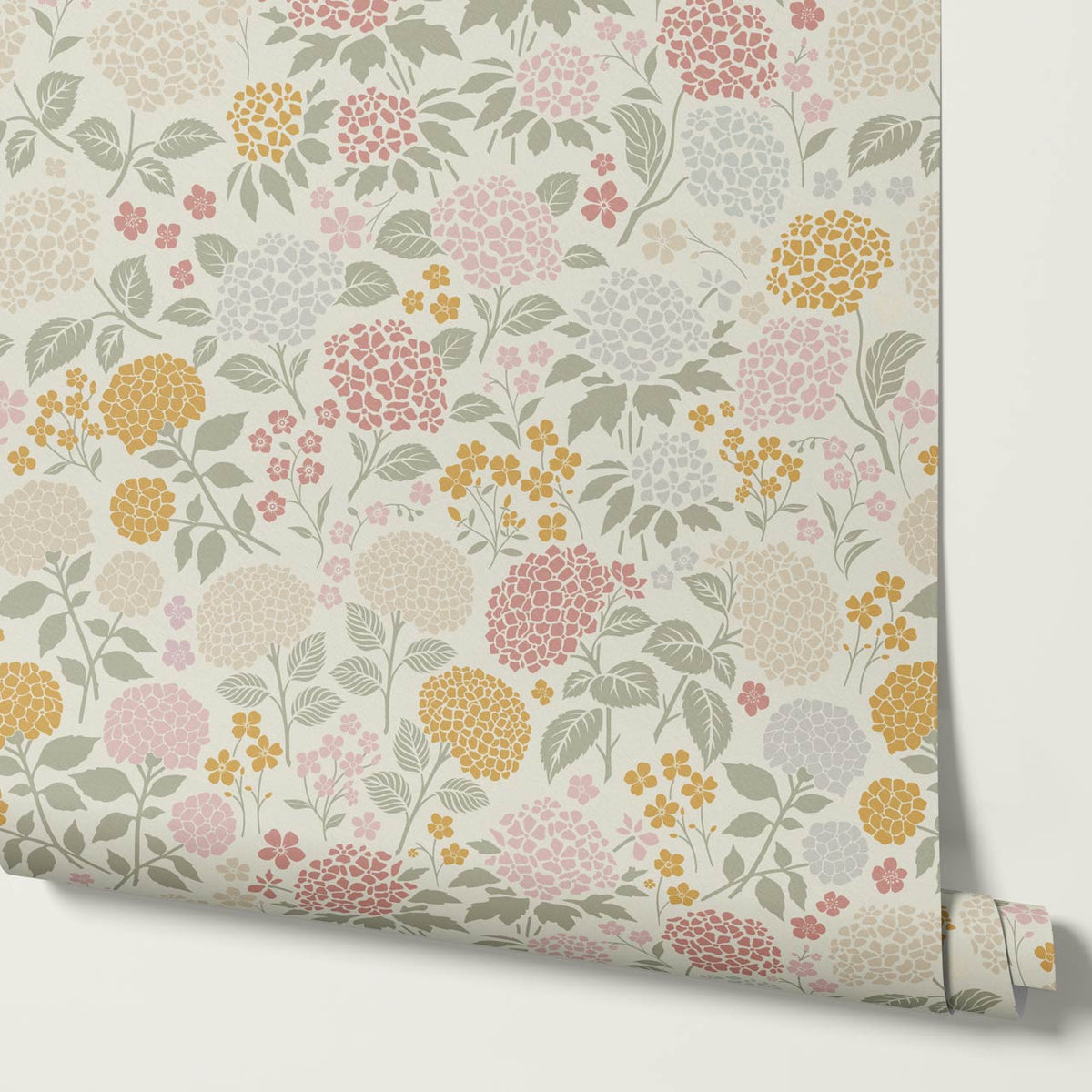 Bianca Hydrangea Garden Bisque Honey Pink Wallpaper