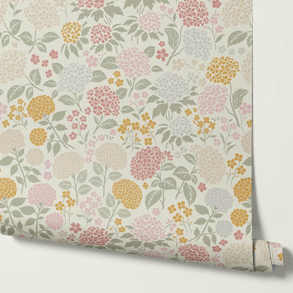 Bianca Hydrangea Garden Bisque Honey Pink Wallpaper