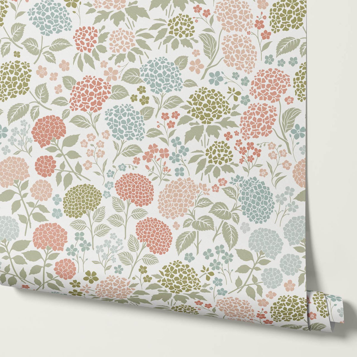 Bianca Hydrangea Garden White Peach Sky Wallpaper