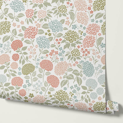 Bianca Hydrangea Garden White Peach Sky Wallpaper