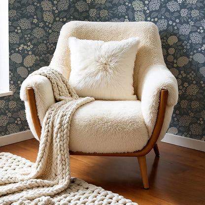Bianca Hydrangea Garden Blue Ivory Wallpaper