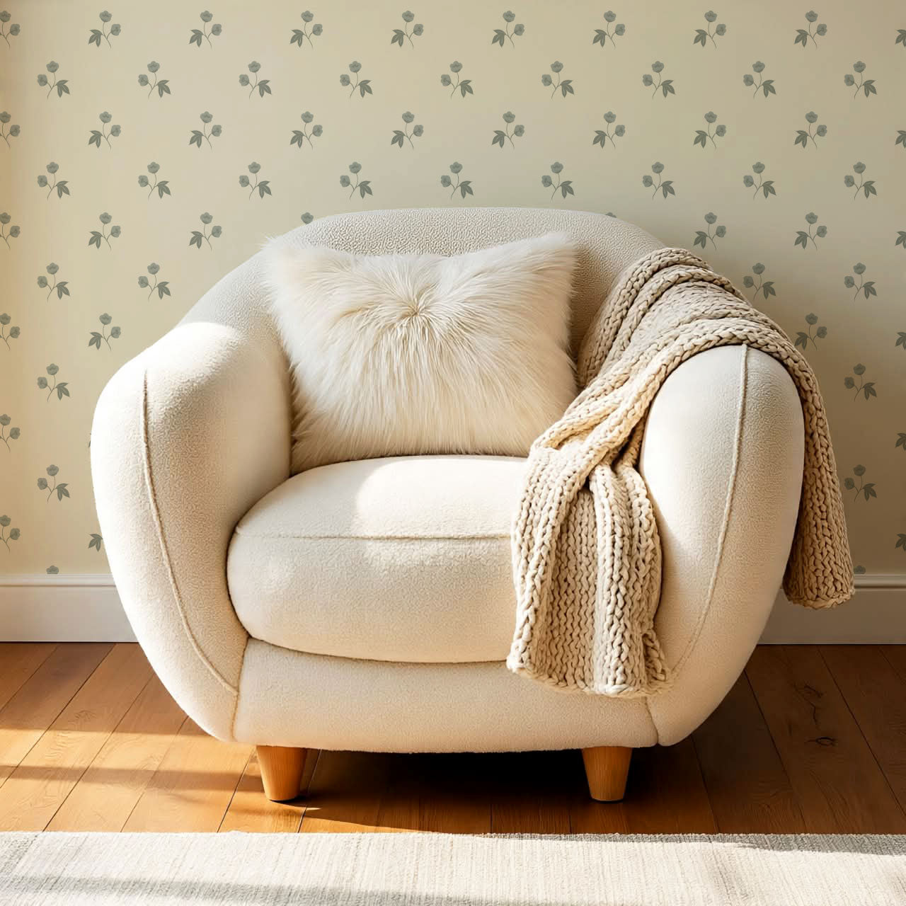 Blakely Floral Sprig Butter Sage Wallpaper