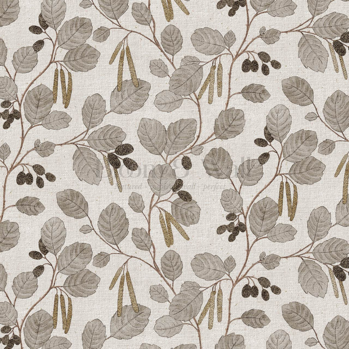 Blanca Wild Alder Taupe Mustard Brown Wallpaper