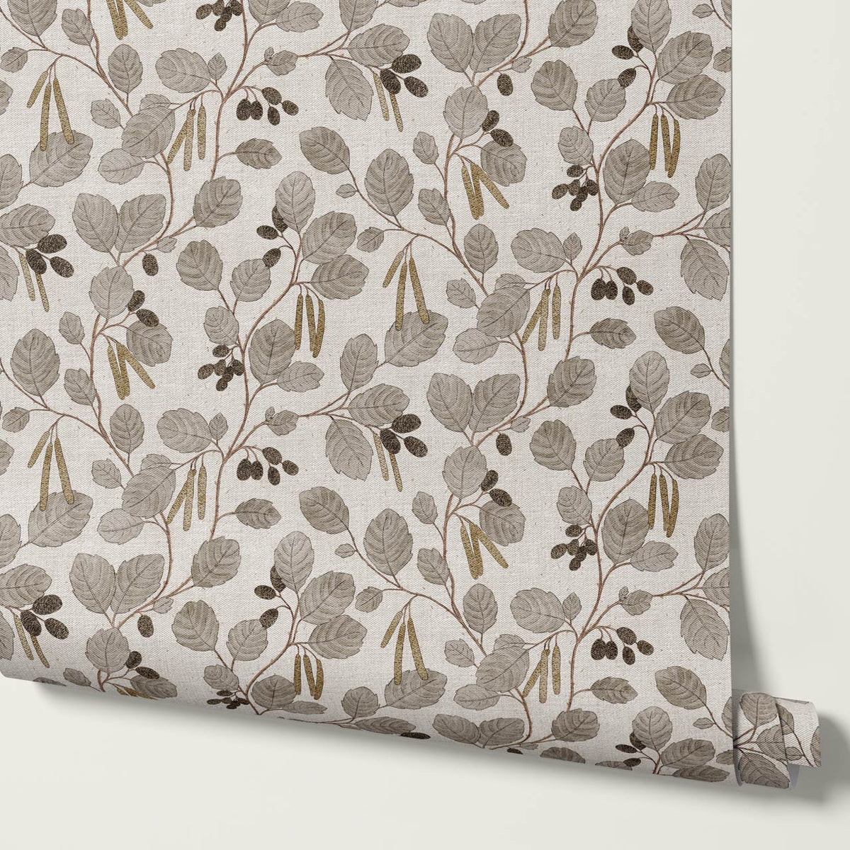 Blanca Wild Alder Taupe Mustard Brown Wallpaper