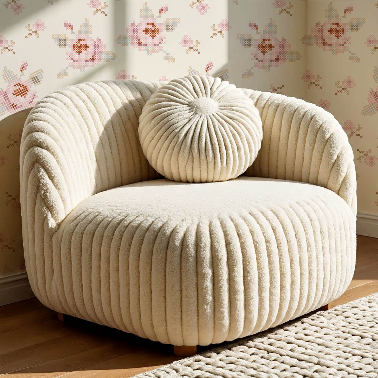 Bonnie Cross Stitch Roses Blush Wallpaper