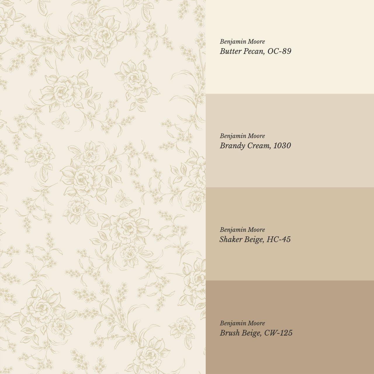 Esmeralda Rose Toile Wheat Wallpaper