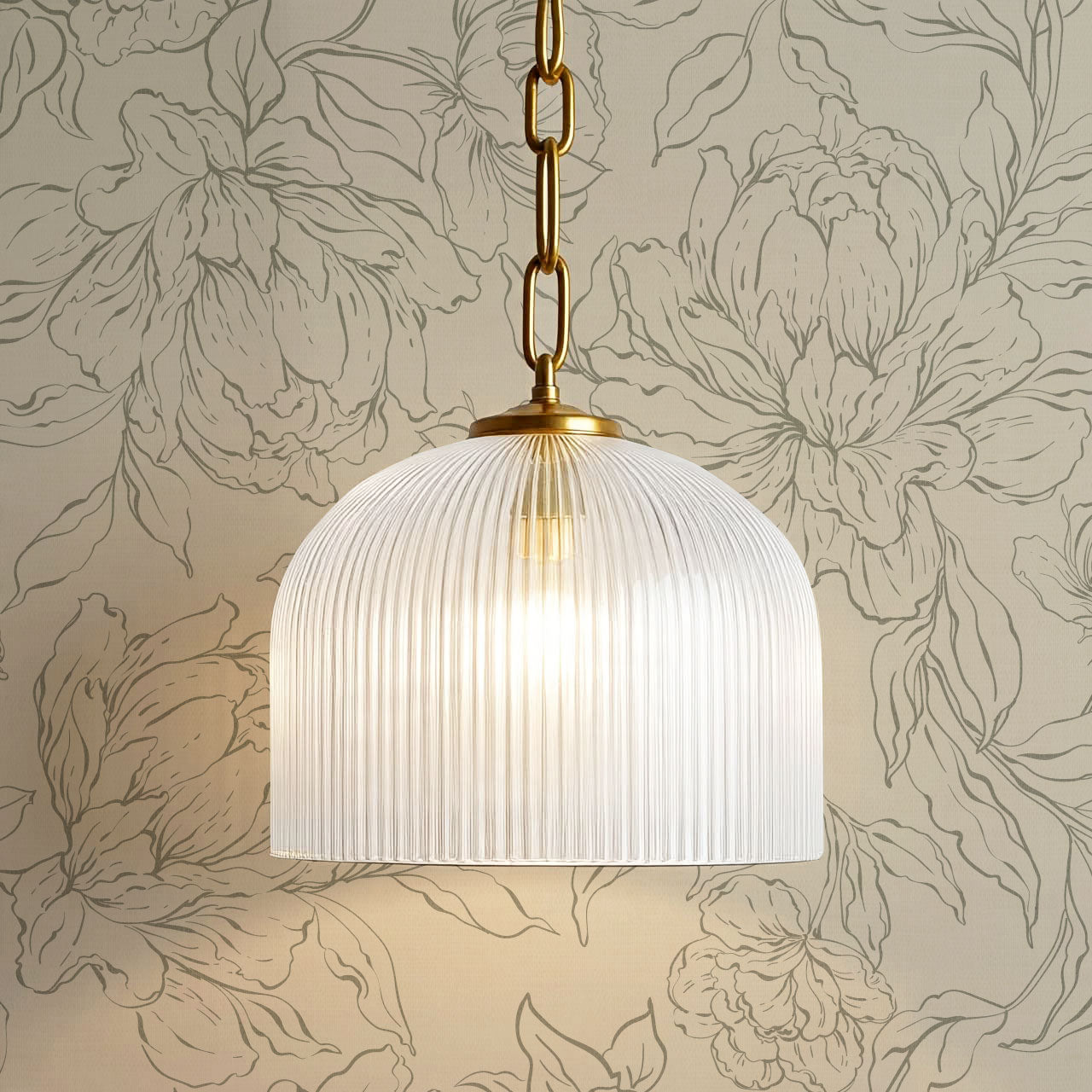 Briana Large Peony Sketch Beige Olive Wallpaper