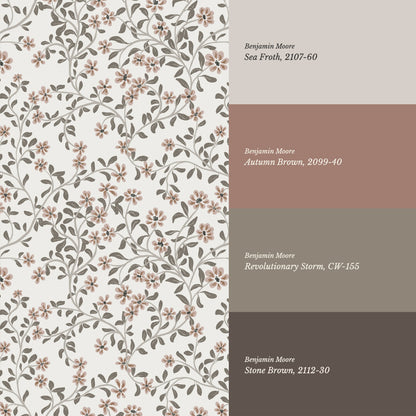 Brie Climbing Floral Blush Wallpaper
