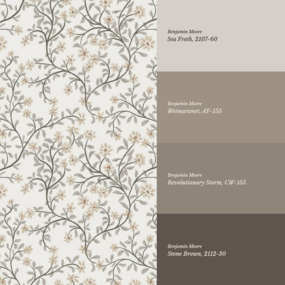 Brie Climbing Floral Butter Wallpaper