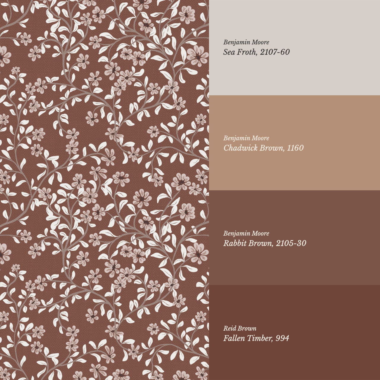 Brie Climbing Floral Cinnamon Wallpaper