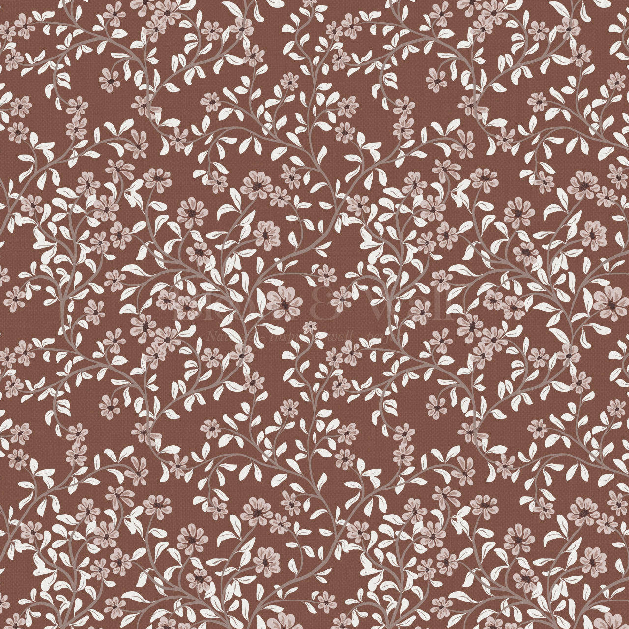 Brie Climbing Floral Cinnamon Wallpaper