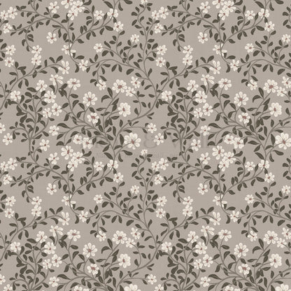 Brie Climbing Floral Stone Taupe Wallpaper