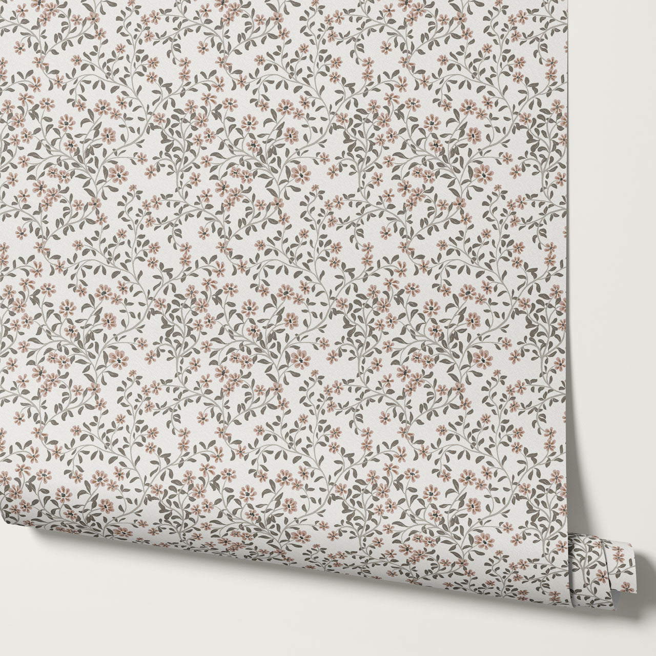 Brie Climbing Floral Blush Wallpaper