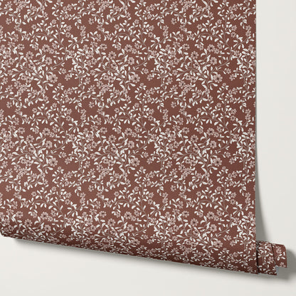 Brie Climbing Floral Cinnamon Wallpaper
