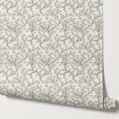 Brie Climbing Floral Butter Wallpaper