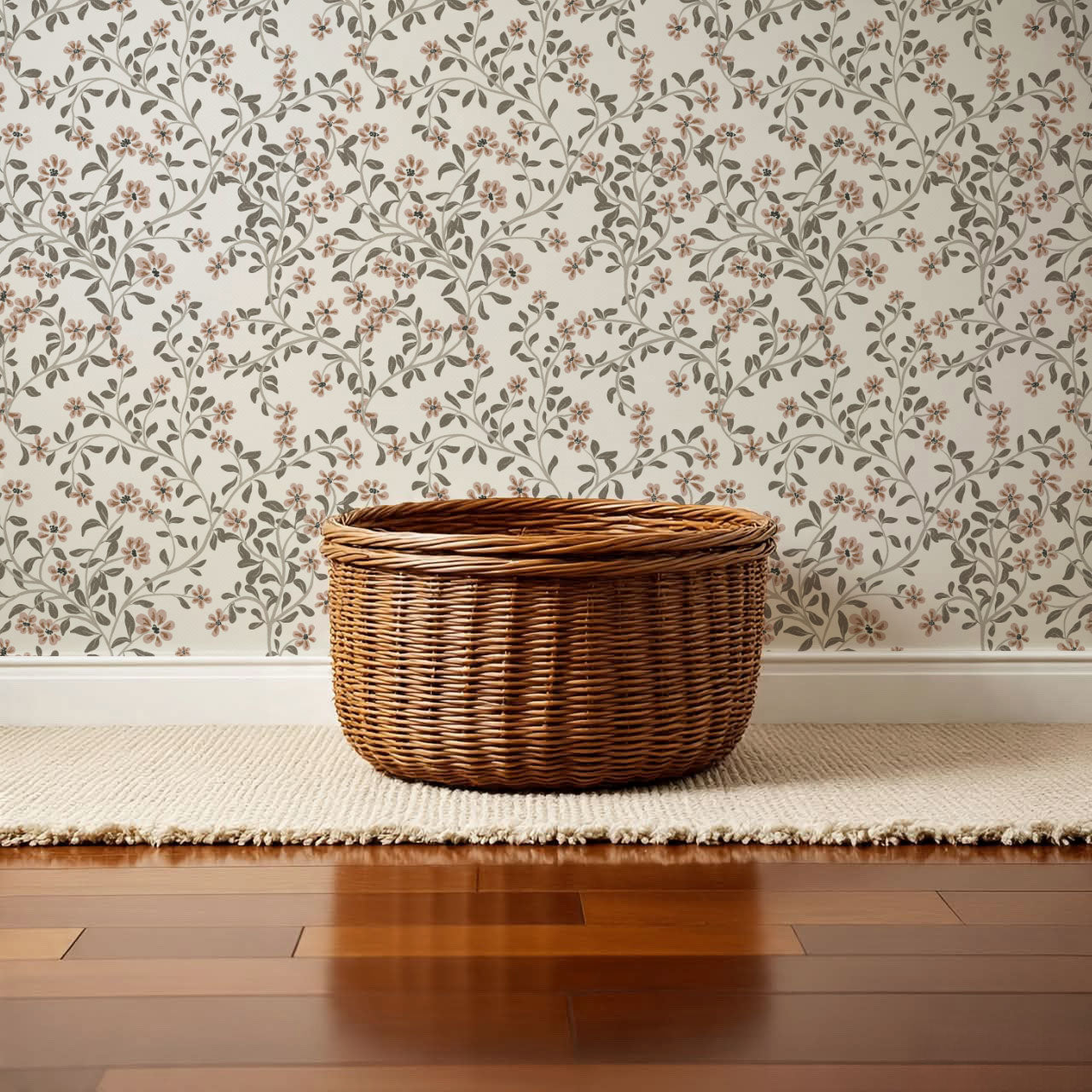 Brie Climbing Floral Blush Wallpaper