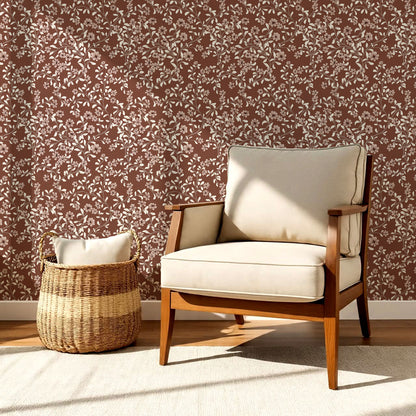 Brie Climbing Floral Cinnamon Wallpaper