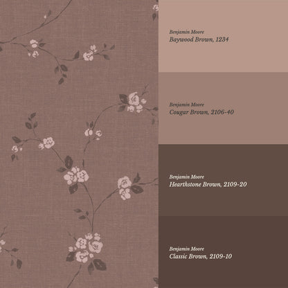 Brielle Rosalie Vines Burgundy Wallpaper