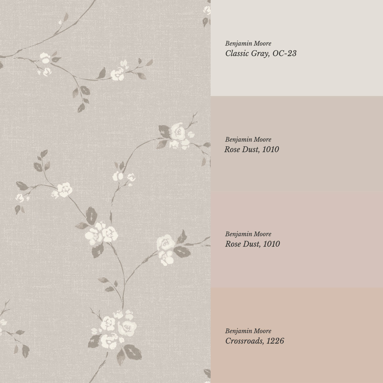 Brielle Rosalie Vines Stone Mauve Wallpaper