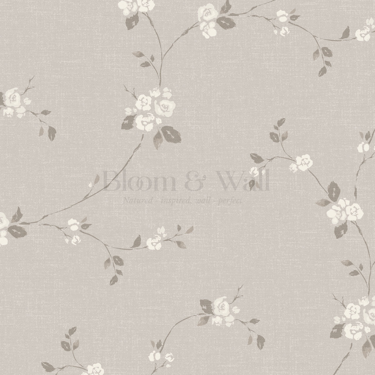 Brielle Rosalie Vines Stone Mauve Wallpaper