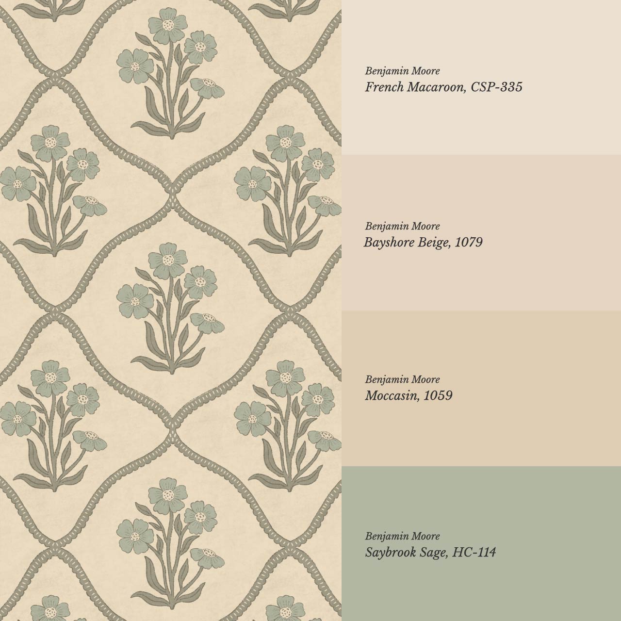 Brigida Garden Weave Almond Green Smoke Wallpaper