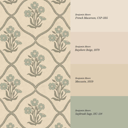 Brigida Garden Weave Almond Green Smoke Wallpaper
