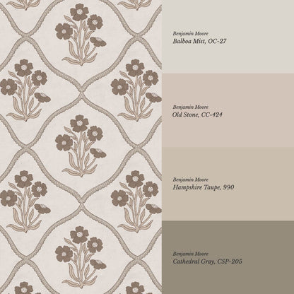 Brigida Garden Weave Pale Oak Brown Wallpaper