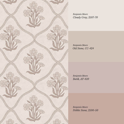 Brigida Garden Weave Rose Dust Petal Wallpaper