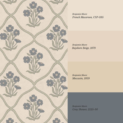 Brigida Garden Weave Almond Slate Wallpaper