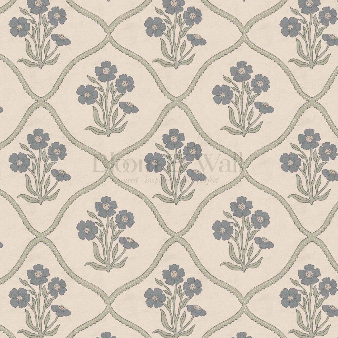 Brigida Garden Weave Almond Slate Wallpaper