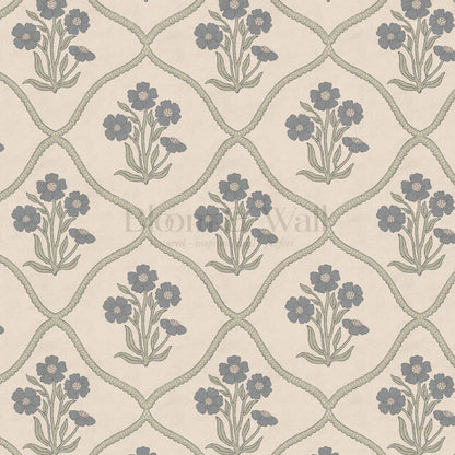 Brigida Garden Weave Almond Slate Wallpaper